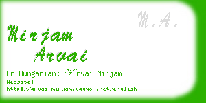 mirjam arvai business card